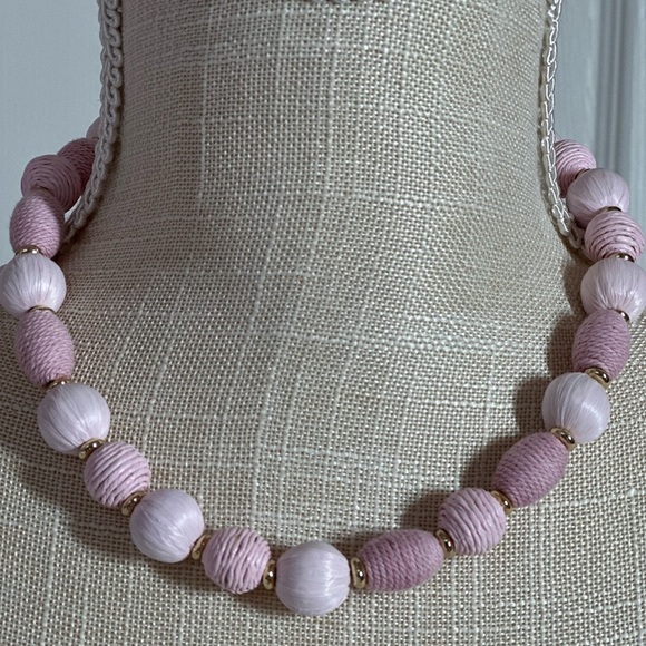 J.Crew Pink Raffia Wrapped Necklace - Picture 2 of 7